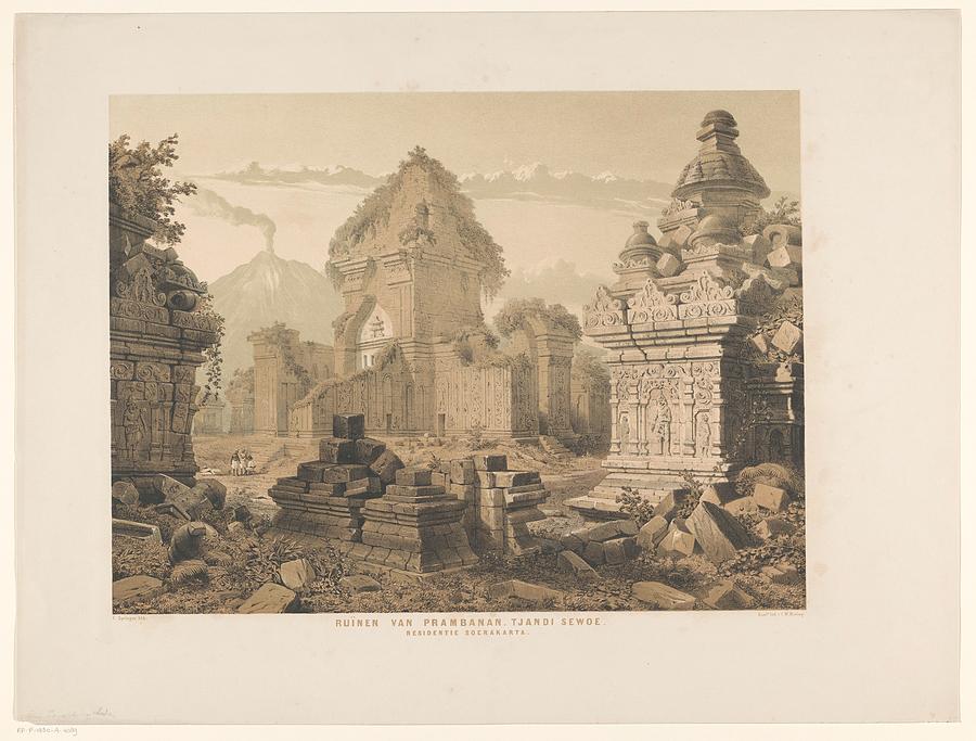 Ruine van Tjandi Sewoe, Cornelis Springer, after Adrianus Johannes Bik, 1852 - 1856 Painting by Artistic Rifki