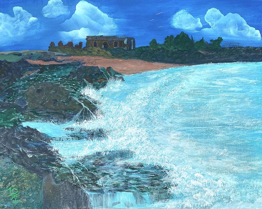 Seascape Painting - Ruins at Isla de Cabras by Tony Rodriguez
