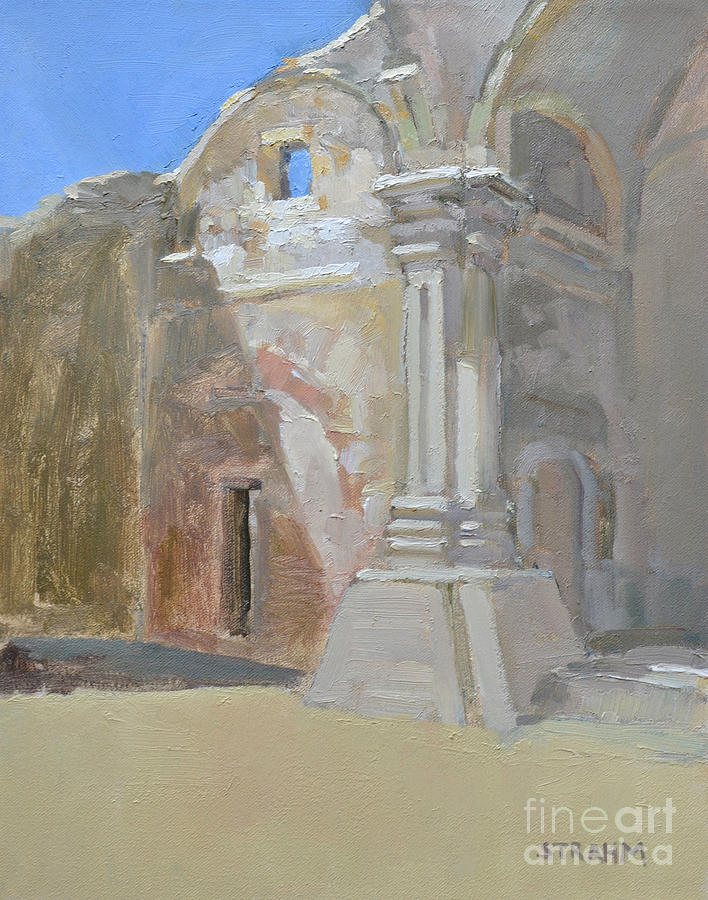 Ruins, Mission San Juan Capistrano Painting by Paul Strahm