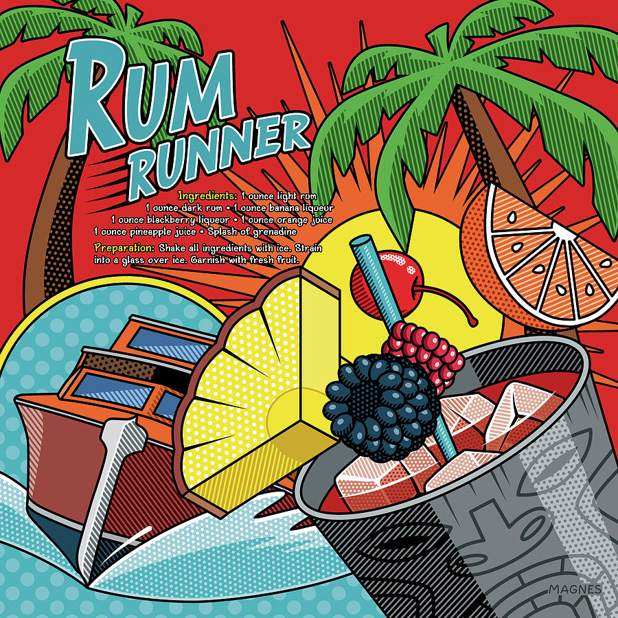 Cocktail Digital Art - Rum Runner with Recipe by Ron Magnes