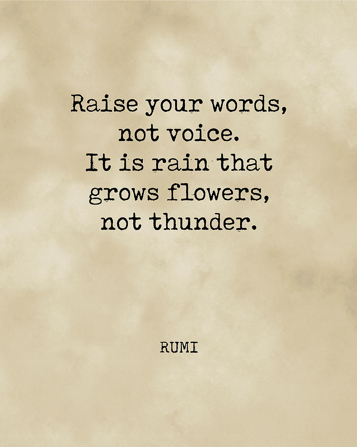 Rumi Quote 07 - Raise Your Words, Not Voice - Typewriter Print - Vintage Digital Art
