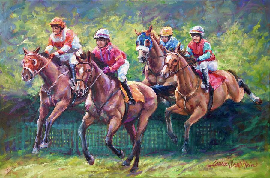 Sports Painting - Run for the Colors by Laurie Snow Hein