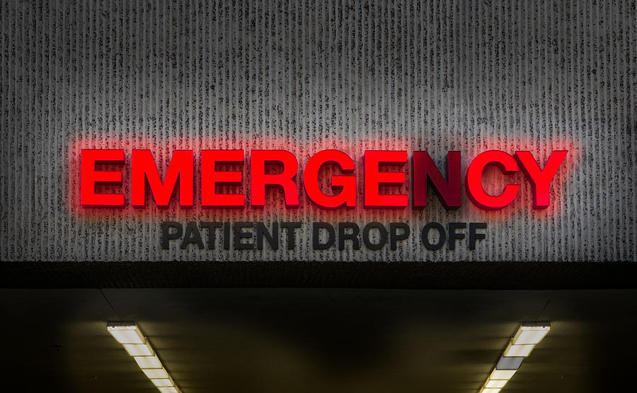Rundown Hospital ER Drop Off Sign Photograph by Mrdoomits