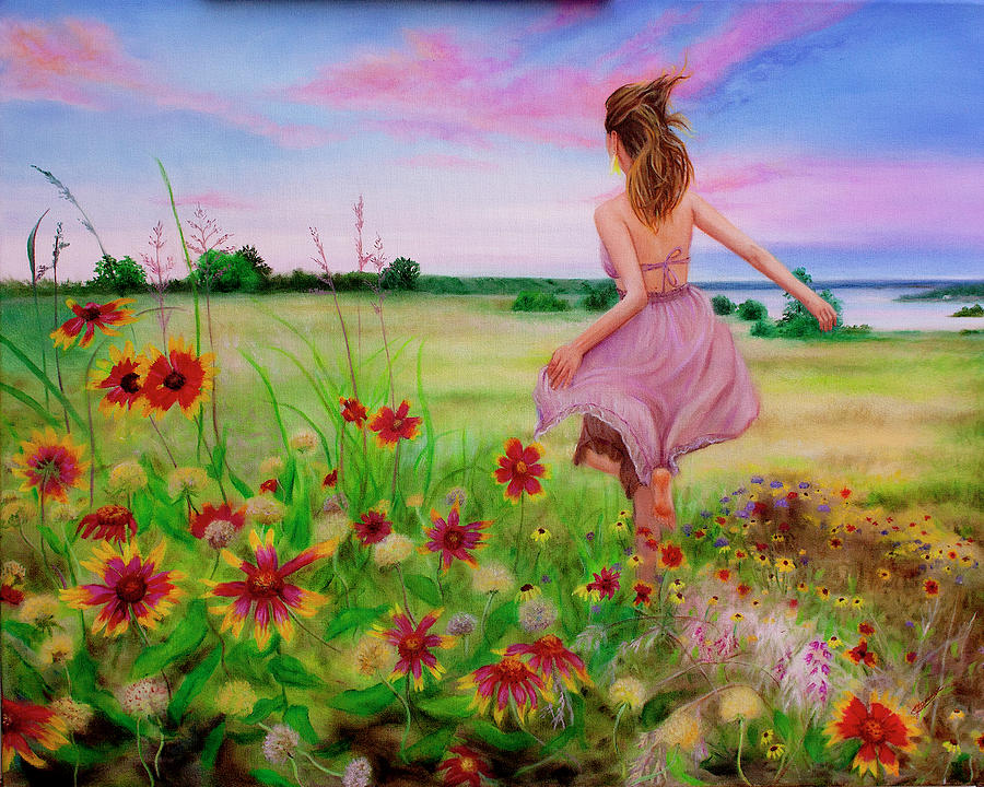 Running Among the Wildflowers Painting by Jeanette Sthamann