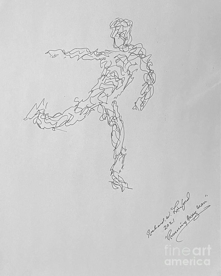 Running Away Man Drawing by Richard W Linford