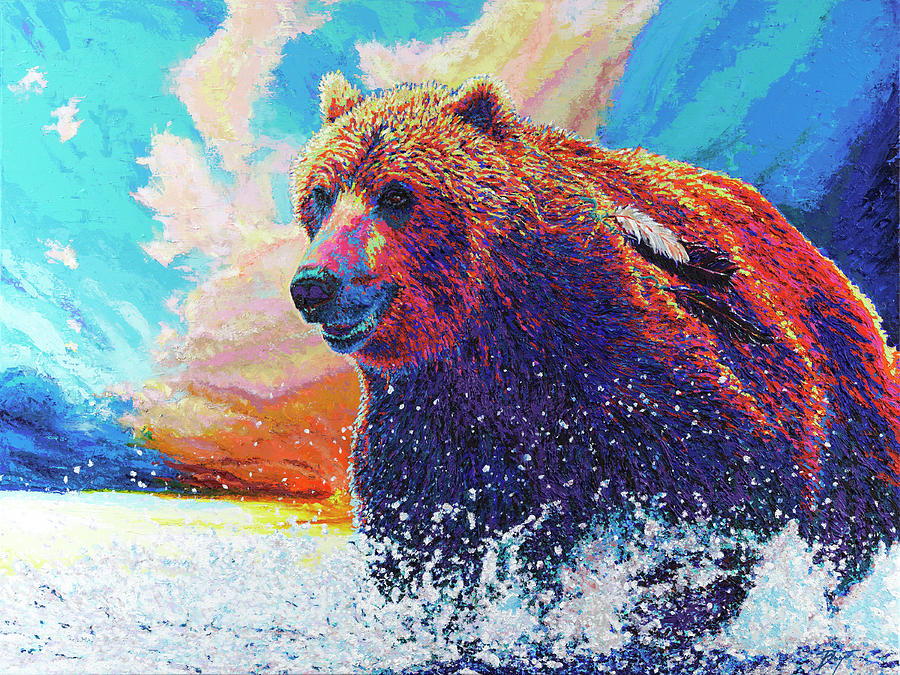 Running Bear Painting by Darien Bogart