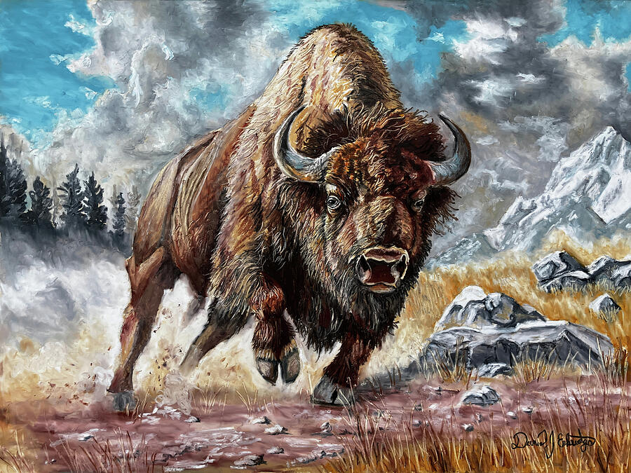 Running Bison Pastel by Daniel Eskridge Running Bison Pastel by Daniel Eskridge