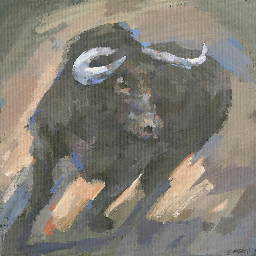 Bull Painting - Running Bull by Steve Mitchell
