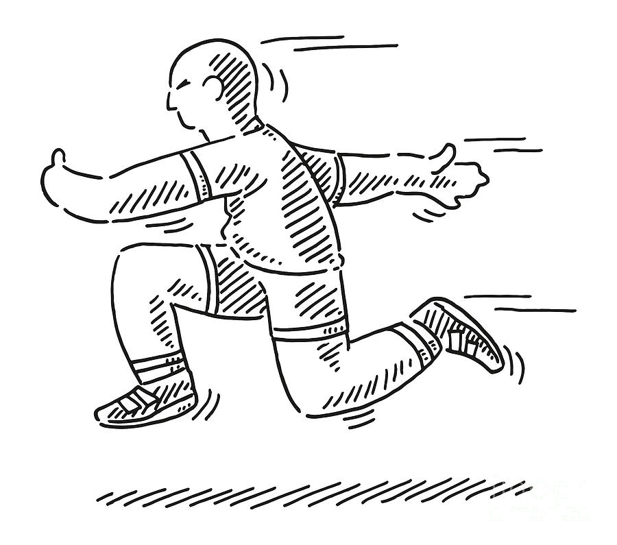 Running Cartoon Athlete Side View Drawing Drawing by Frank Ramspott - Pixels