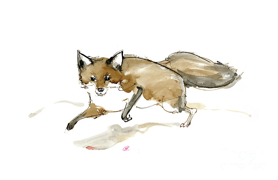 Running fox 22 05 11 Drawing by Ang El