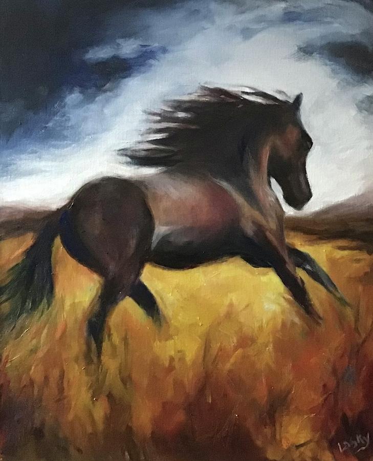 Horse Painting - Running Free by Liz Lasky