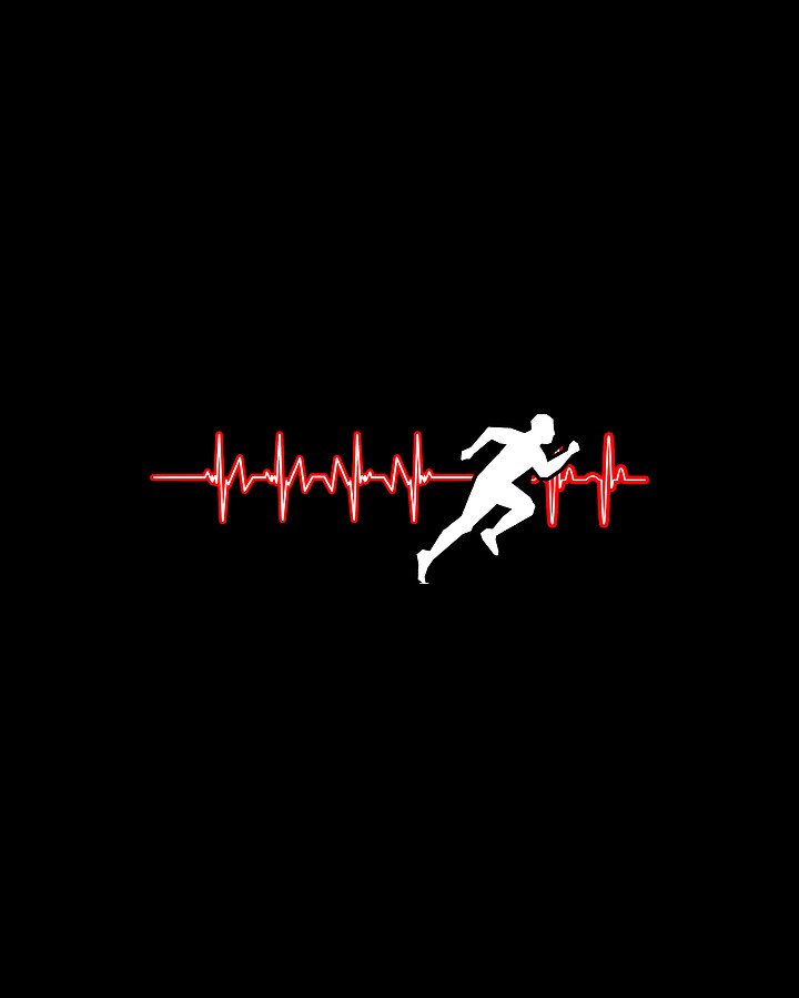 Running Heartbeat Fitness Run Exercise Health Runner Gift Digital Art