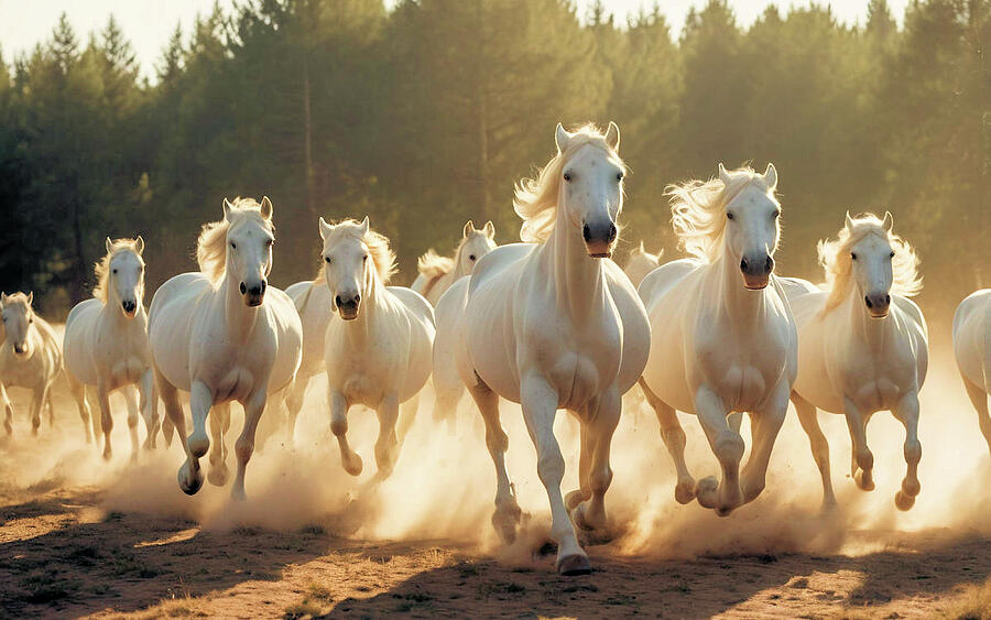Running Horses Digital Art by Robert Bissett