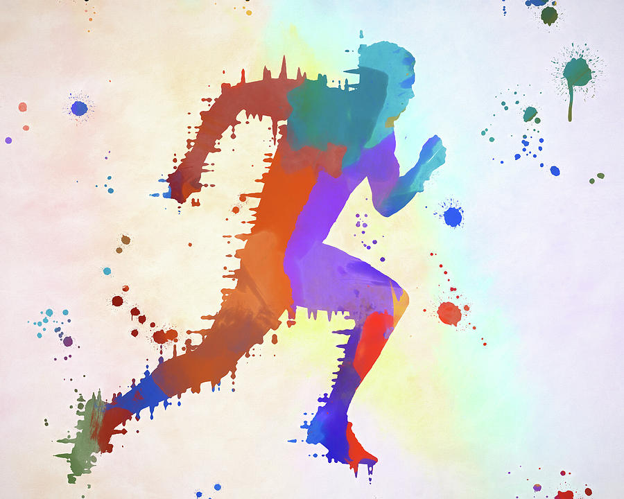 Running Man Paint Splash Mixed Media by Dan Sproul
