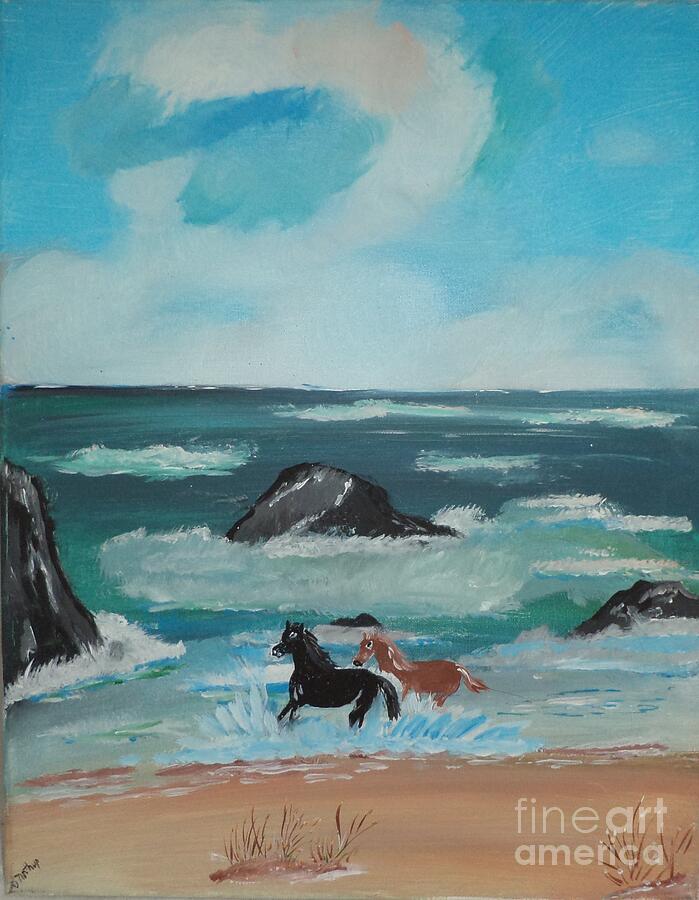 Running Thru The Surf Painting # 228 Painting by Donald Northup Running Thru The Surf Painting # 228 Painting by Donald Northup