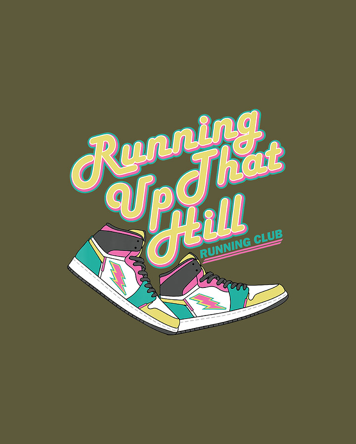 Running Up That Hill Retro Running Marathon Track Cross Digital Art by