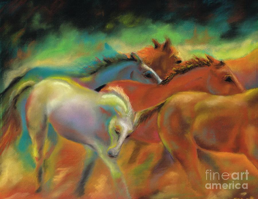 Horse Painting - Running with Friends by Frances Marino
