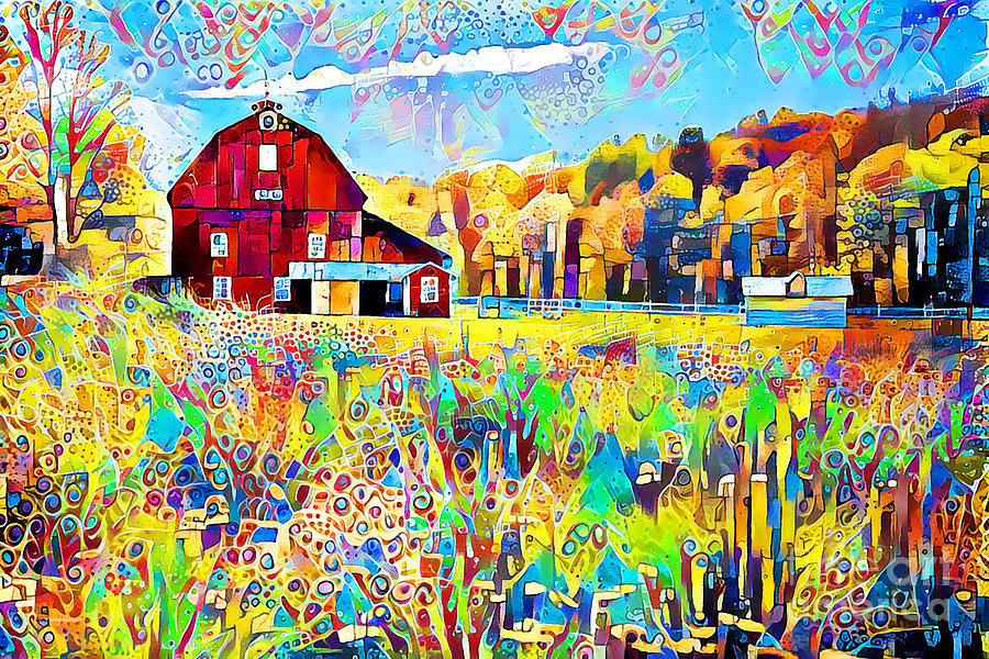 Rural Countryside Barn in Contemporary Vibrant Color Motif 20200428v1 Photograph by Wingsdomain Art and Photography