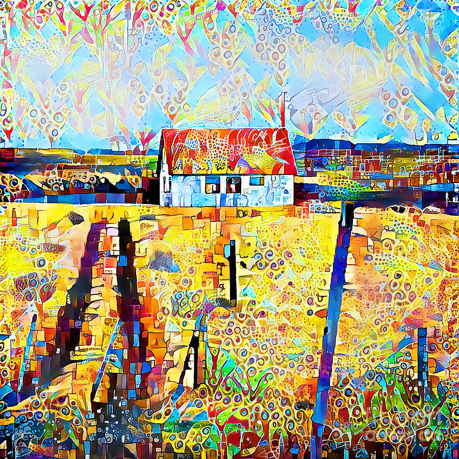 Rural Countryside Farm House in Contemporary Vibrant Color Motif 20200428v1 square Photograph by Wingsdomain Art and Photography