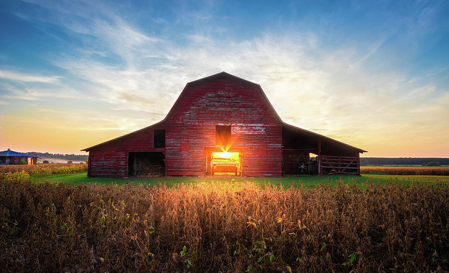Rural Farm Sunset Old Red Barn Photograph by Jordan Hill