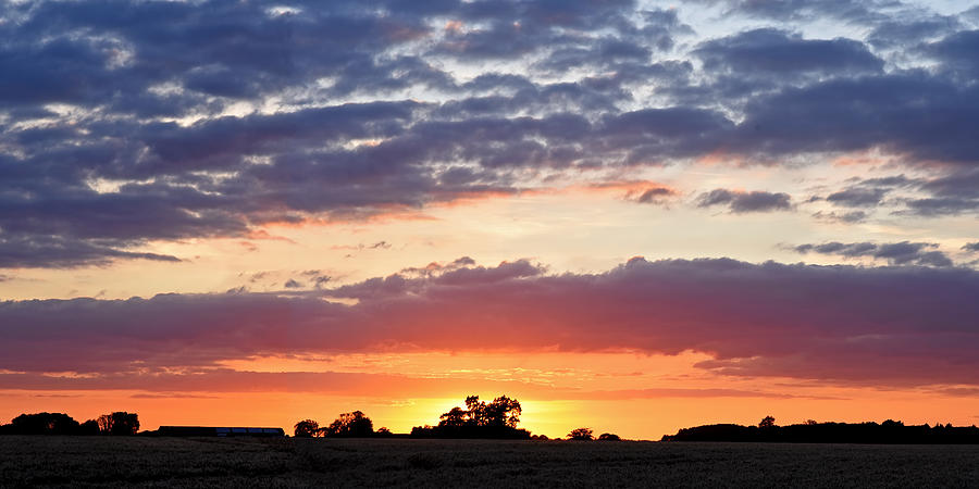 Rural Farm Sunset Panoramic Photograph by Gill Billington