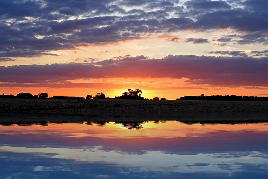 Rural Farm Sunset Reflections Photograph by Gill Billington