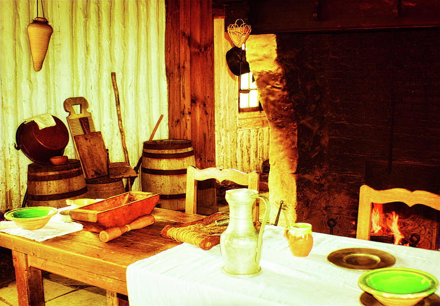 Rural French Kitchen - Louisbourg Fortress, Nova Scotia Photograph by Tatiana Travelways