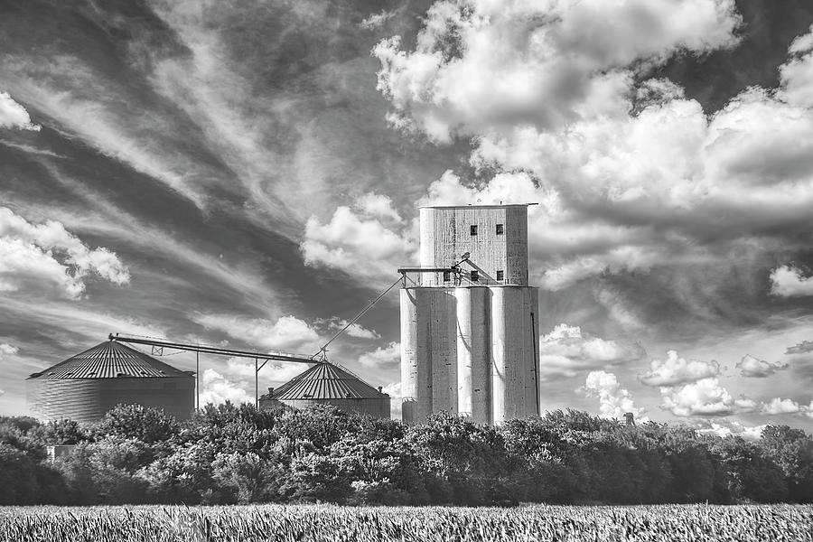 Rural Grain Elevator Black And White Photograph Photograph