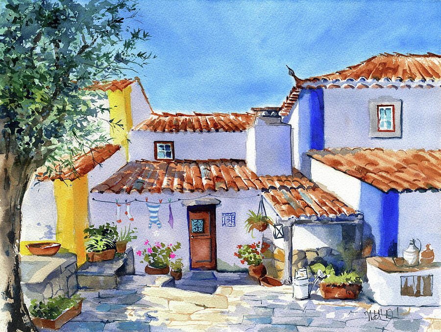 Rural House in Mata Pequena Portugal Painting Painting by Dora Hathazi Mendes Rural House in Mata Pequena Portugal Painting Painting by Dora Hathazi Mendes