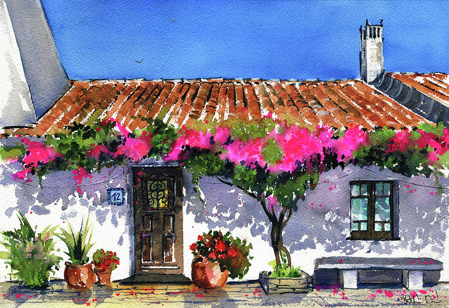 Rural House in Portugal Painting Painting by Dora Hathazi Mendes
