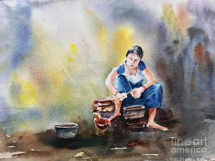 Rural life in Kerala Painting by George Jacob
