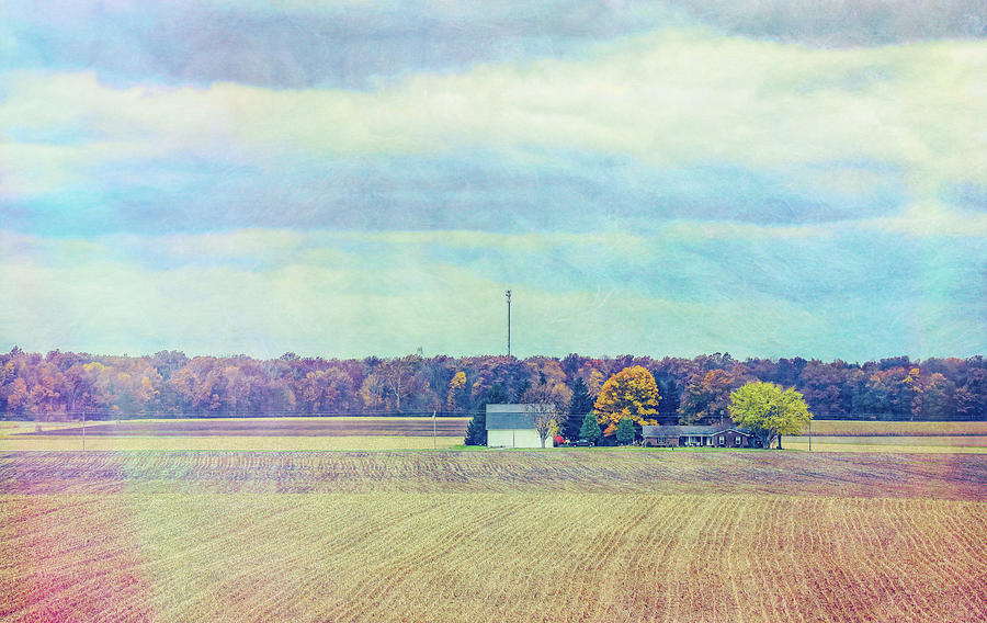 Vintage Photograph - Rural Ohio Farm Textured by Dan Sproul