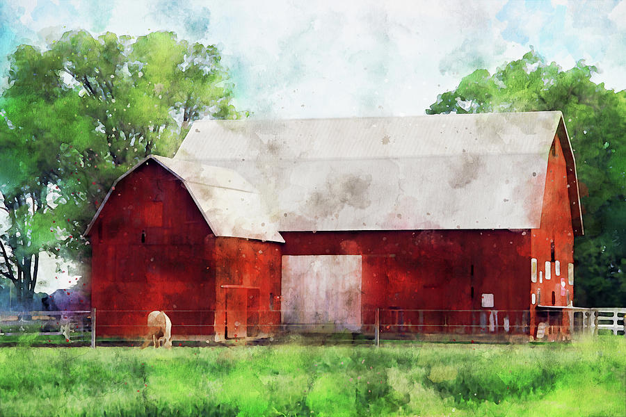 Farm Painting - Rural Ohio Farm Watercolor by Dan Sproul