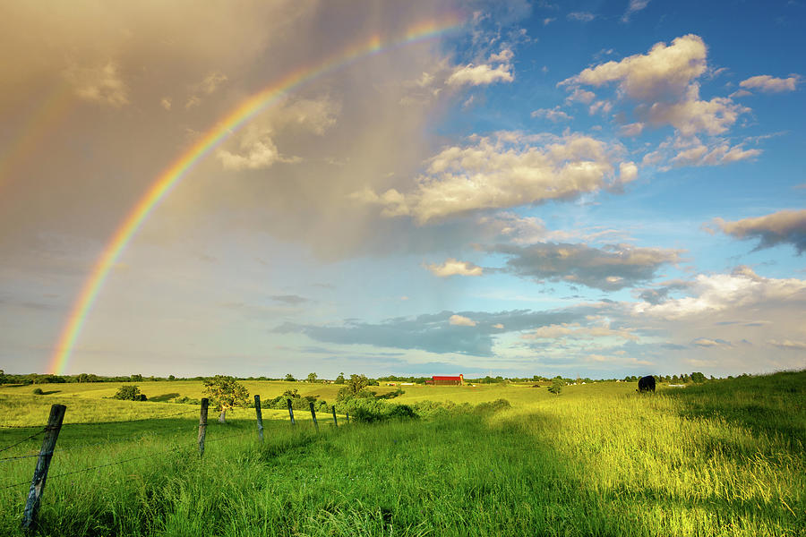 Rural scene with rainbow Photograph by Alexey Stiop
