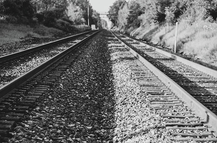 Rural Train Tracks Black And White Photograph by Dan Sproul