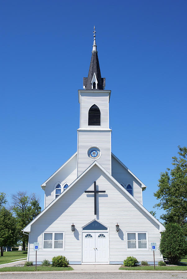 Rural Vintage White Church in North Dakota Photograph by Dlerick