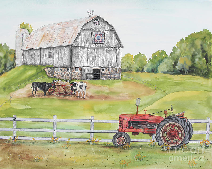 Rural White Barn B Painting by Jean Plout