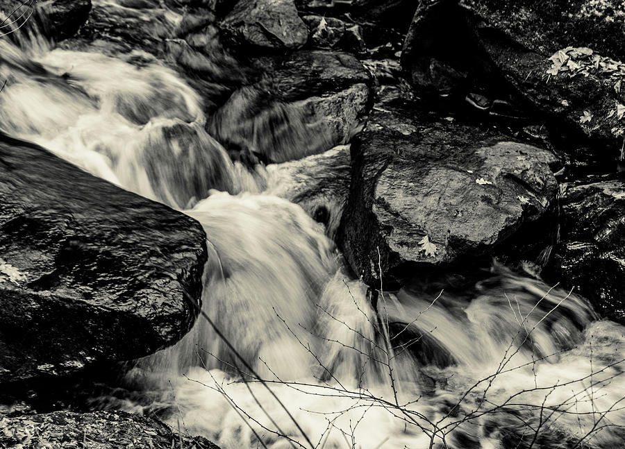 Rushing Water in Black and White 1 Photograph by Michael Saunders