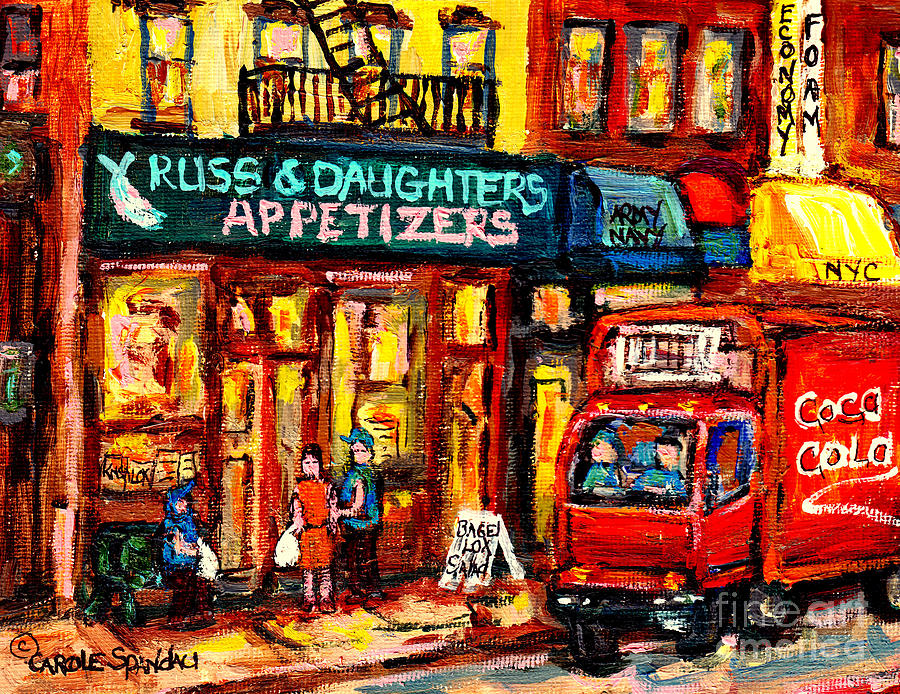Russ And Daughters Appetizers Classic Bagel Fish Deli New York City Jewish Streets C Spandau Artist Painting by Carole Spandau