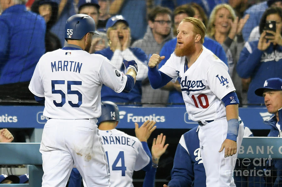 Russell Martin and Justin Turner Photograph by John Mccoy Russell Martin and Justin Turner Photograph by John Mccoy