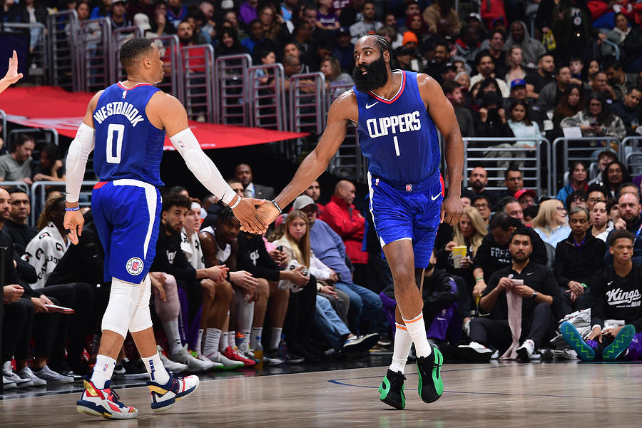 Russell Westbrook and James Harden Photograph by Adam Pantozzi