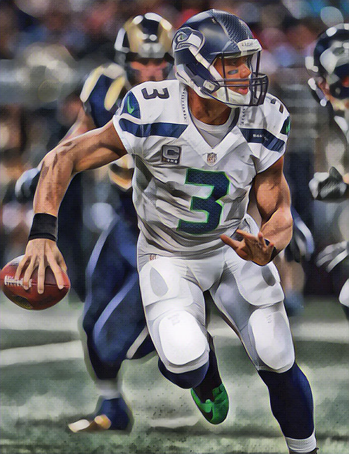 Russell Wilson Art 2 Painting by Joe Hamilton - Fine Art America