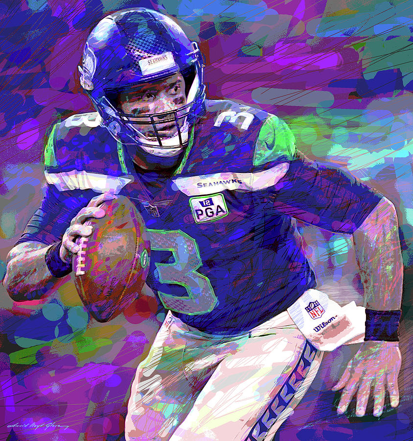 Russell Wilson Seahawks Painting by David Lloyd Glover