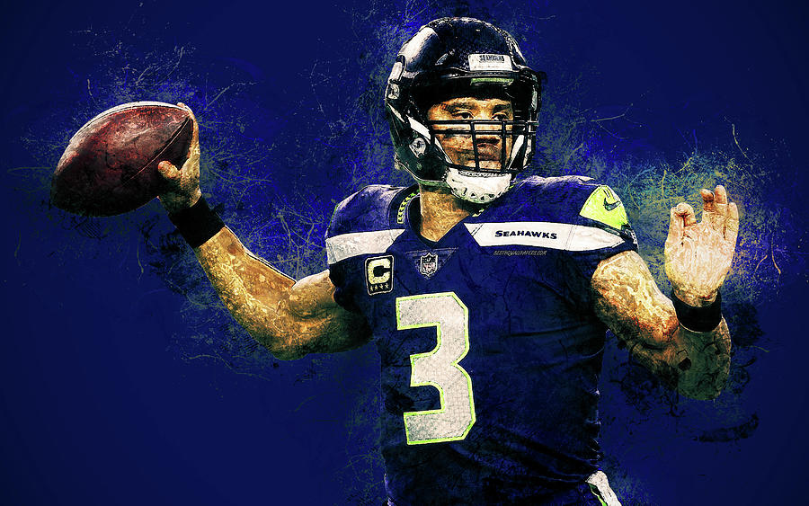 Russell Wilson Seattle Seahawks 4k art grunge style creative art paint ...