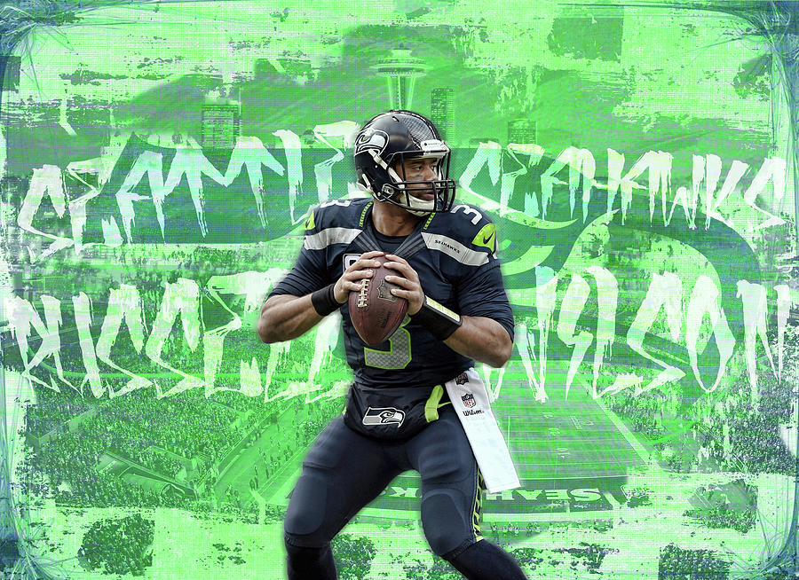 Russell Wilson Seattle Seahawks Artwork Digital Art by SportsHype Art