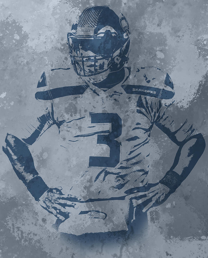 Russell Wilson Seattle Seahawks Pixel Art T Shirt 1 Wood Print by