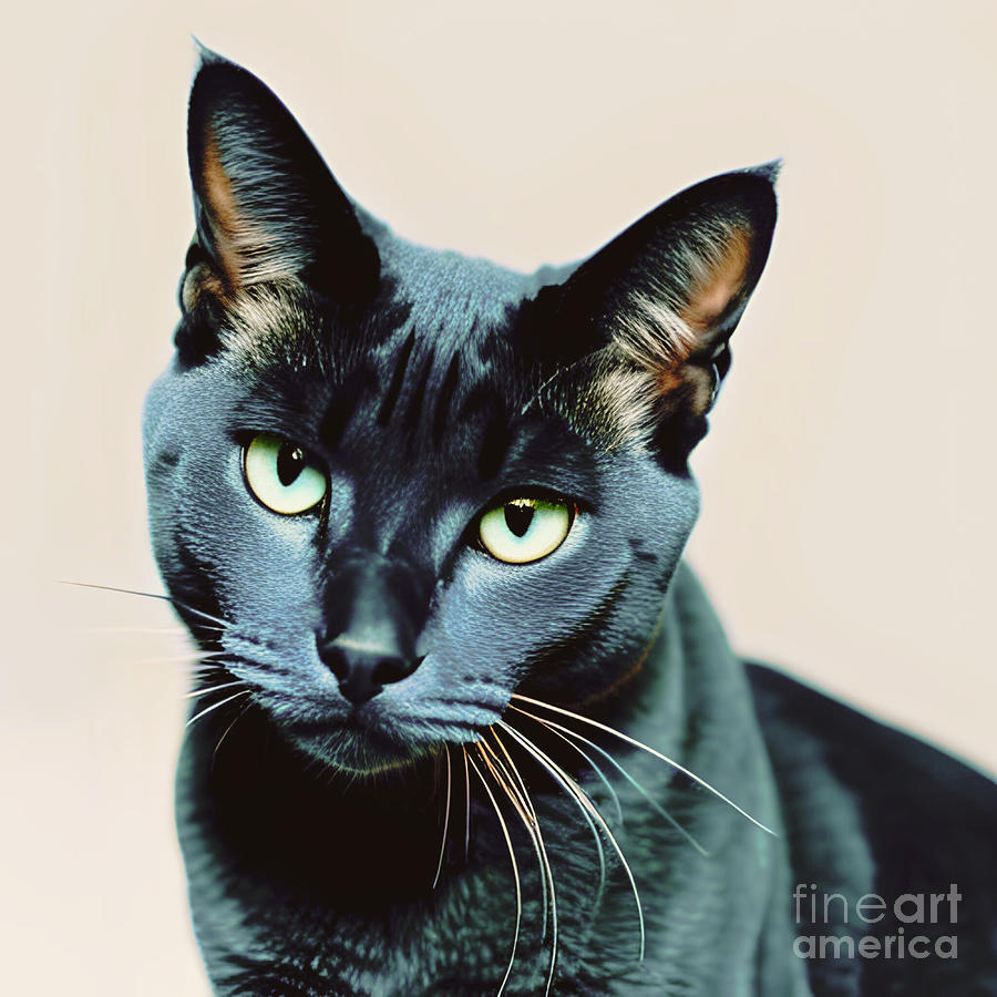 Russian Blue Cat Mixed Media 5 Photograph by Andrea Anderegg