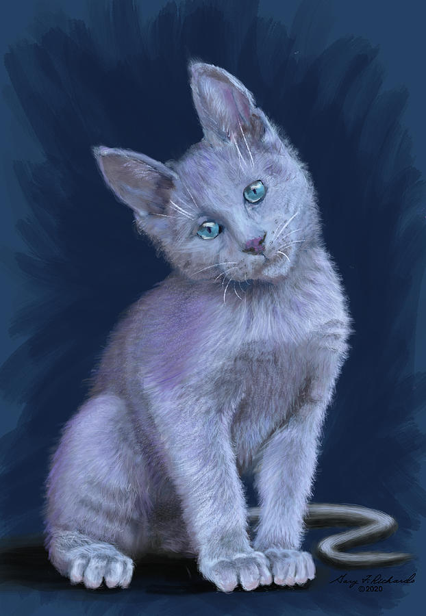 Russian Blue Kitten Digital Art