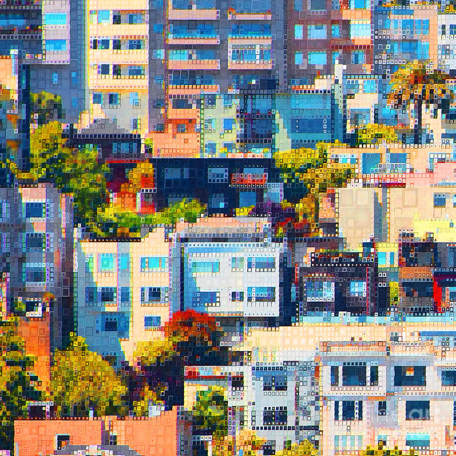 Russian Hill San Francisco Painterly Squares R520 20200222 Square v2 Photograph by Wingsdomain Art and Photography