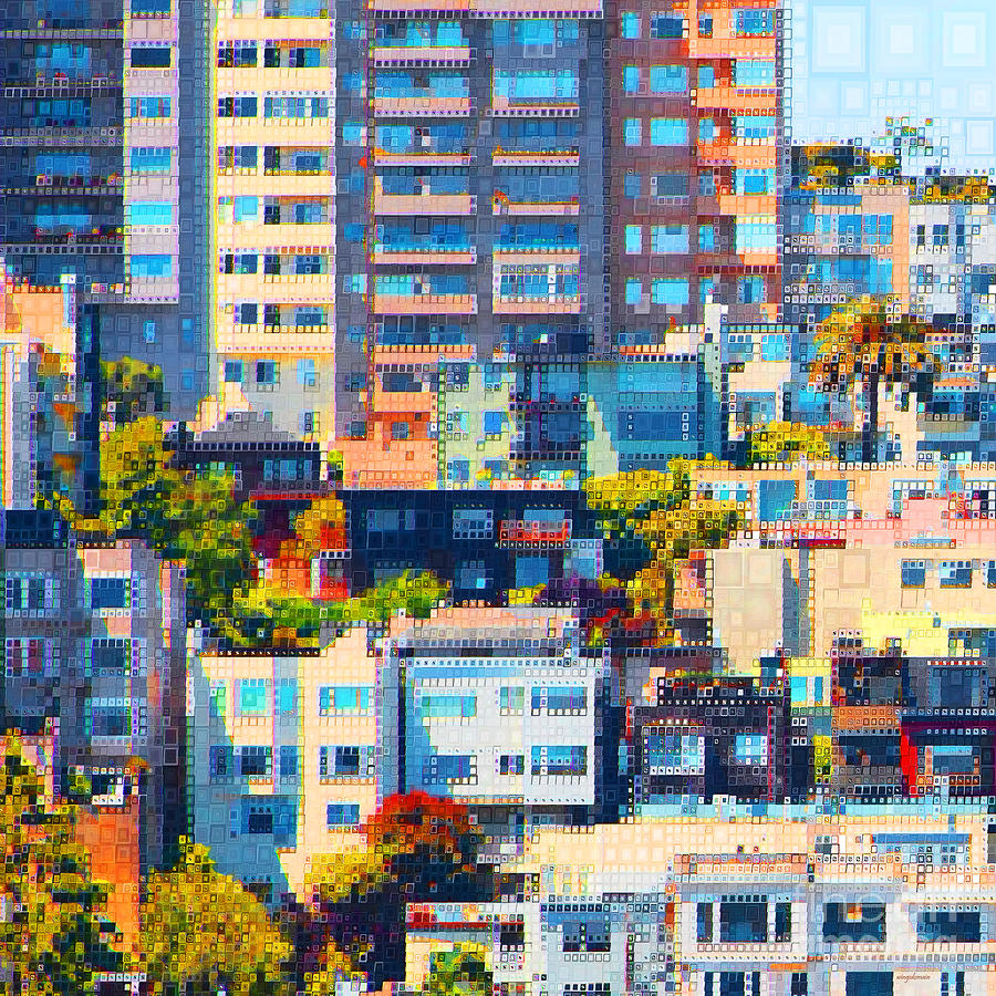 Russian Hill San Francisco Painterly Squares R520 20200222 square Photograph by Wingsdomain Art and Photography